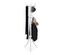 Relaxdays Appendiabiti da Terra, Attaccapanni Moderno, per Corridoio, Ingresso, 9 Ganci, 175 cm, Metallo, Bianco