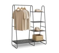 Relaxdays Appendiabiti da Terra, HxLxP: 150x100x39 cm, Metallo, Stand con 5 Ripiani Aperti, Guardaroba Portascarpe, Nero