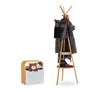 Relaxdays Appendiabiti in bambù con sgabello