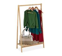Appendiabiti in bambù con asta e ripiano Stender per vestiti 2,5 kg Naturale