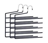 Relaxdays Appendiabiti Multipli per Pantaloni, Set da 3, 5 aste, Antiscivolo, salvaspazio, HxL 35 x 32 cm, Nero, Ferro, Plastica, 35 x 32 x 0.5 cm, 3 unità