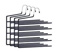 Relaxdays Appendiabiti Multipli per Pantaloni, Set da 4, 5 Barre, Antiscivolo, salvaspazio, 35 x 32 cm, Nero, Ferro, Plastica, 35 x 32 x 0.5 cm, 4 unità
