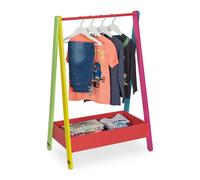 Relaxdays Stand Appendiabiti per Bambini, con Pratico Scomparto, Guardaroba a Giorno, HxLxP: 99x64,5x42 cm, Colorato, Fibra di Legno