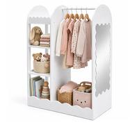 Relaxdays Appendiabiti per bambini con specchio, 5 vani, bianco