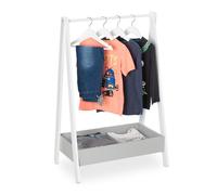 Relaxdays Stand Appendiabiti per Bambini, con Pratico Scomparto, Guardaroba a Giorno, HLP: 99x63,5x42 cm, Bianco Grigio, Fibra di Legno