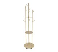 Relaxdays Appendiabiti, Girevole 360°, 9 Ganci, 3 Ripiani, HxP: 165 x 40 cm, stendibiti, Legno di Pino, Naturale, Fibra, 165 x 40 x 40 cm