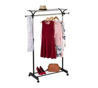 Relaxdays Appendiabiti su Ruote, Ripiano per Scarpe e Cappelli, Guardaroba Appendi Abiti, H: 110-170 cm L: 90-135 cm