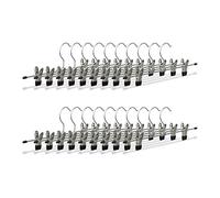 Relaxdays Appendini per pantaloni, gonne, metallo set da 20 grucce con clip regolabili HxLxP: 9x35,5x2,5 cm argento/nero