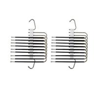 Relaxdays Appendino Multiplo per Pantaloni, Set da 2, attaccapanni a 9 Ganci, Antiscivolo, Metallo, Argento/Nero, Plastica, Acciaio Inox, 33 x 249 x 9 cm, 2 unità