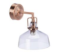 relaxdays Applique Vintage, Lampada da Parete, Metallo & Vetro, Design Industrial, Arredamento Steampunk,21x17,5x22,Rame
