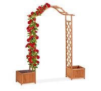 Relaxdays Arco in legno per rose con 2 portapiante