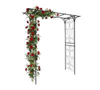 Relaxdays Arco metallico per rose, arco da giardino, A×L×P: 206 x 204 x 52 cm, arco per piante rampicanti, nero