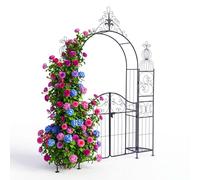 Relaxdays Arco nero per rose con porta e ripiani