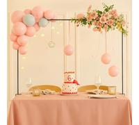 Relaxdays Arco Palloncini Struttura Tavolo, Base Estensibile, Decorazioni Compleanno H: 78,5-118 cm, L: 107-265 cm, Nero