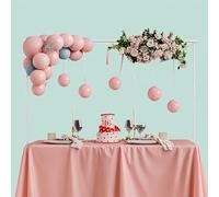 Relaxdays Arco Palloncini Struttura Tavolo, Base Estensibile, Decorazioni Compleanno H: 78,5-118cm, L: 107-265cm, Bianco
