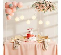 Relaxdays Arco Palloncini Struttura Tavolo, Base Estensibile, Decorazioni Compleanno H: 78,5-118cm, L: 107-265cm, Bianco