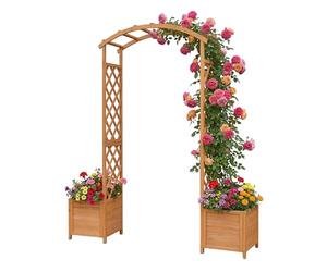 Relaxdays Arco per rose con 2 fioriere, HxLxP 206x180x40 cm, arancione | Arco da giardino, supporto rampicanti in abete