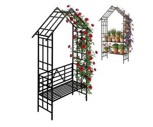 Relaxdays Arco per rose con panca/fioriera