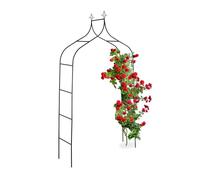 Relaxdays Arco per Rampicanti da Giardino, Sostegno in Ferro per Rose, HxLxP: 260x140x38 cm, Supporto per Piante, Nero, Acciaio