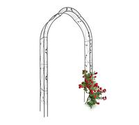 Relaxdays Uccello ad arco di rose con decorazione 71 x 53 x 25 cm Arco in ferro come ausilio per l'arrampicata per piante rampicanti come rosa rampicante con motivo romantico Traliccio di rose come traliccio, nero