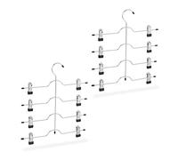 relaxdays, Argento Grucce Multiple in Set da 2, Stampelle per Gonne o Pantaloni, con Pinze, Salvaspazio, Antiscivolo, metallo, PVC