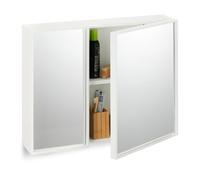 Relaxdays Armadietto Bagno con Specchio Contenitore a 2 Ante, Mobiletto Pensile a Parete, HLP: 50 x 65 x 15,5 cm, Bianco