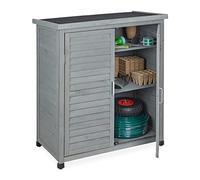 Relaxdays Armadietto da Giardino, 3 Scomparti, Ripiano Inclinato, Mobiletto a 2 Ante, in Legno, 97x86,5x47 cm, Grigio, Cartone catramato