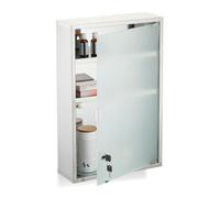 Relaxdays Armadietto Pronto Soccorso Cassetta Farmaci con chiave Acciaio inox e vetro 58x38x13 cm