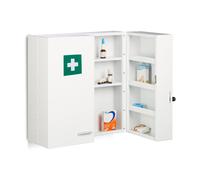 Relaxdays Armadietto Medicinali, Pronto Soccorso, Cassetta da Parete, 11 Scompar