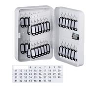 Relaxdays Armadietto Portachiavi da Parete, Cassetta Sicurezza con Codice, 48 Ganci Appendi Chiavi, 25x18x7,5 cm, Bianco