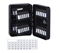 Relaxdays Armadietto Portachiavi da Parete, Cassetta Sicurezza con Codice, 48 Ganci Appendi Chiavi, 25x18x7,5 cm, Nero