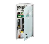 Relaxdays Armadietto Pronto Soccorso per Medicinali, Cassetta Medicine Chiusa a Chiave, 3 Scomparti, HLP: 56x30x18 cm, Vetro, Acciaio Inox
