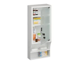 Relaxdays Armadietto Pronto Soccorso per Medicinali, Cassetta Medicine Chiusa a Chiave, 5 Scomparti, 65x27x12, Bianco