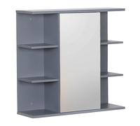 Relaxdays Armadio a specchio, 6 ripiani, 2 scomparti, 64 x 62 x 21 cm, montaggio a parete, mobile da bagno, bianco