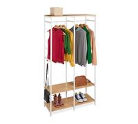 Relaxdays Armadio Aperto Appendiabiti, Guardaroba con Ripiani, Ganci e Barra, 180x94,5x40 cm, MDF Ferro, Bianco Naturale