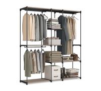 Relaxdays Armadio Aperto con Ripiani in Tessuto, Aste Appendiabiti, Guardaroba Componibile per Cabina, Modulare, Marrone