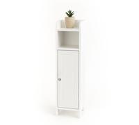 Armadio da Bagno Relaxdays, 5 Scomparti, HxLxP: 80 x 18 x 20 cm, Chiusura Magnetica, Stile Rustico, Bianco