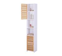 Relaxdays Armadio da Bagno, A x L x P: 190 x 34 x 29 cm, 6 Scomparti, bambù, MDF, Alto, Stretto