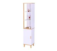 Relaxdays Armadio da Bagno con Ante, HLP: 169x33x31 cm, 5 Ripiani, bambù, MDF, Alto, Snello
