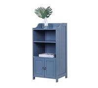 Relaxdays Armadio da bagno, HxLxP: 86 x 40,5 x 36 cm, 3 scomparti aperti, 2 ante, MDF, mobiletto stretto, grigio