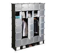 Relaxdays Armadio XXL, 25 Scomparti, 234x180 cm, con Bastone Appendiabiti, Scaffale per Camera da Letto, Nero, Acciaio