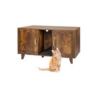 Relaxdays Armadio per lettiera XXL con 2 Scomparti, Cuccia con Tappetino, Misure 65x120x52 cm, Marrone Scuro