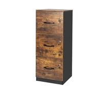 Relaxdays Arredamento Portadocumenti con 3 cassetti e Serratura, 103×40×40 cm, Nero/Marrone
