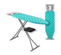 Relaxdays ASSE da Stiro Pieghevole, Tavolo Ferro a Vapore, Piano per Stirare Salvaspazio 122x39,5 cm,Copriasse, 20% Cotone 80% Acciaio, Turchese/Argento, 122 x 39,5 cm