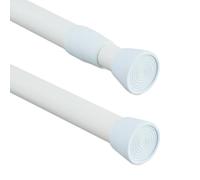 Relaxdays Asta a Pressione per Tende, Telescopica 110-200 cm, Bastone Estensibile Appendiabiti, in Acciaio Inox, Bianco