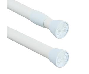 Relaxdays Asta a Pressione per Tende, Telescopica 66-110 cm, Bastone Estensibile Appendiabiti, in Acciaio Inox, Bianco