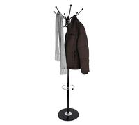 Relaxdays Attaccapanni con Portaombrelli, H x D: 176,5 x 36,5 cm, 16 Ganci Porta Abiti, Appendiabiti da Terra, V. Colori, 80% Acciaio, Nero, Argento, 176.5 x 36.5 x 36.5 cm