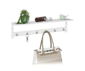 Relaxdays Attaccapanni da muro con mensola bianco