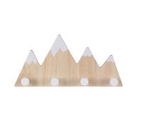 Relaxdays Attaccapanni da Muro per Bambini, 4 Ganci Appendiabiti Cameretta, Design Montagna, 17x34,5x5 cm, Legno e MDF, Marrone Chiaro, Bianco