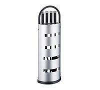 Relaxdays Camino, 5 Accessori con Attizzatoio, Paletta, Scopino, Pinza e Supporto Porta Attrezzi, Nero, Acciaio Inox